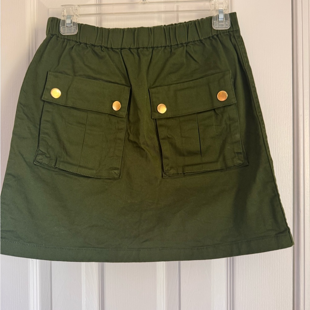 J. Crew Pull On Mini Skirt Patch Pockets Green XS In New Condition